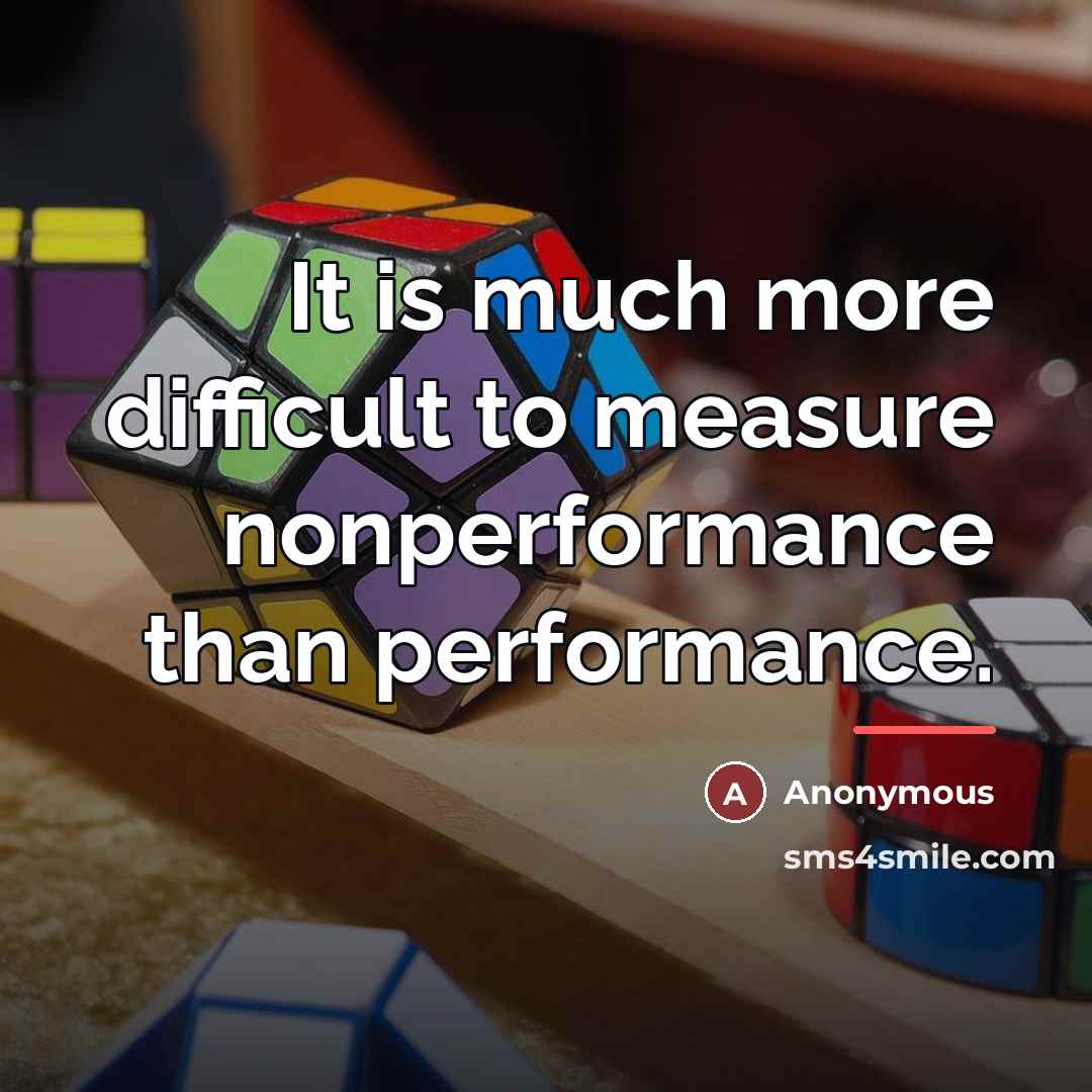 “It is much more difficult to measure nonperformance than performance.…” quote by Anonymous