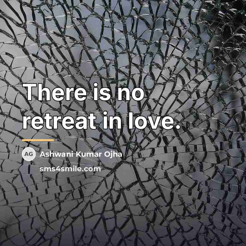 “There is no retreat in love.…” quote by Ashwani Kumar Ojha