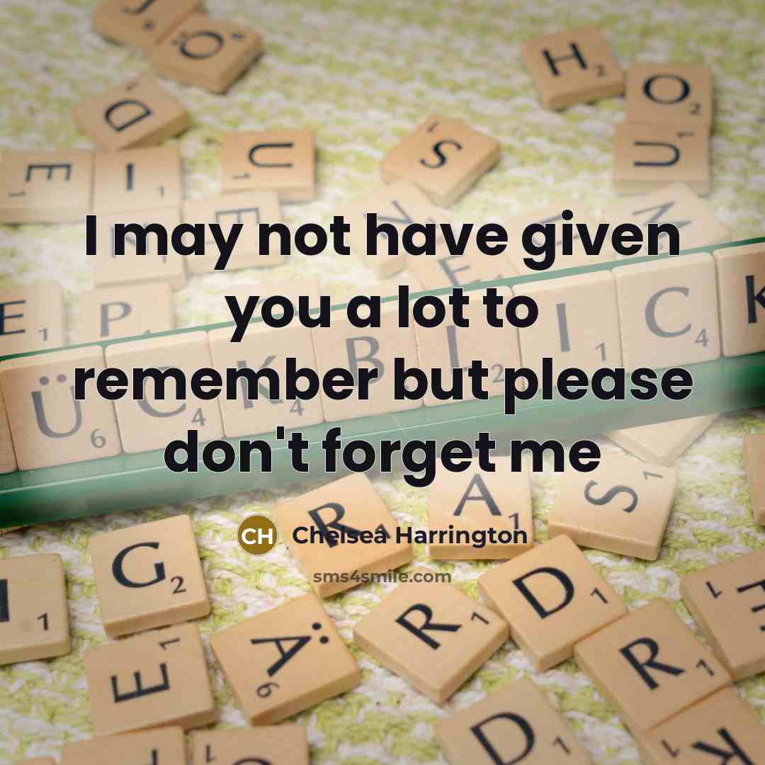 “I may not have given you a lot to remember…” quote by Chelsea Harrington