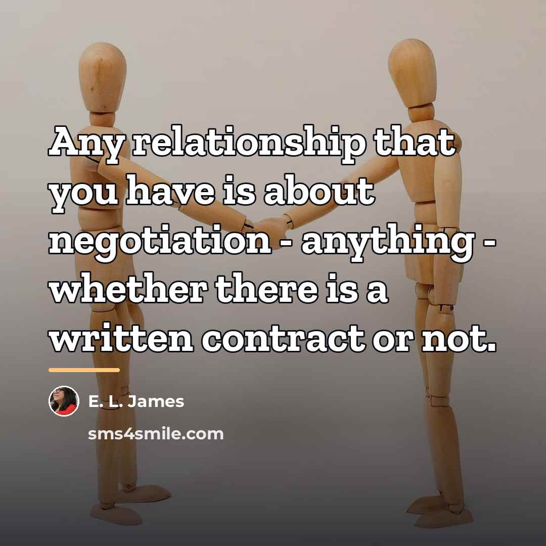 “Any relationship that you have is about negotiation - anything…” quote by E. L. James