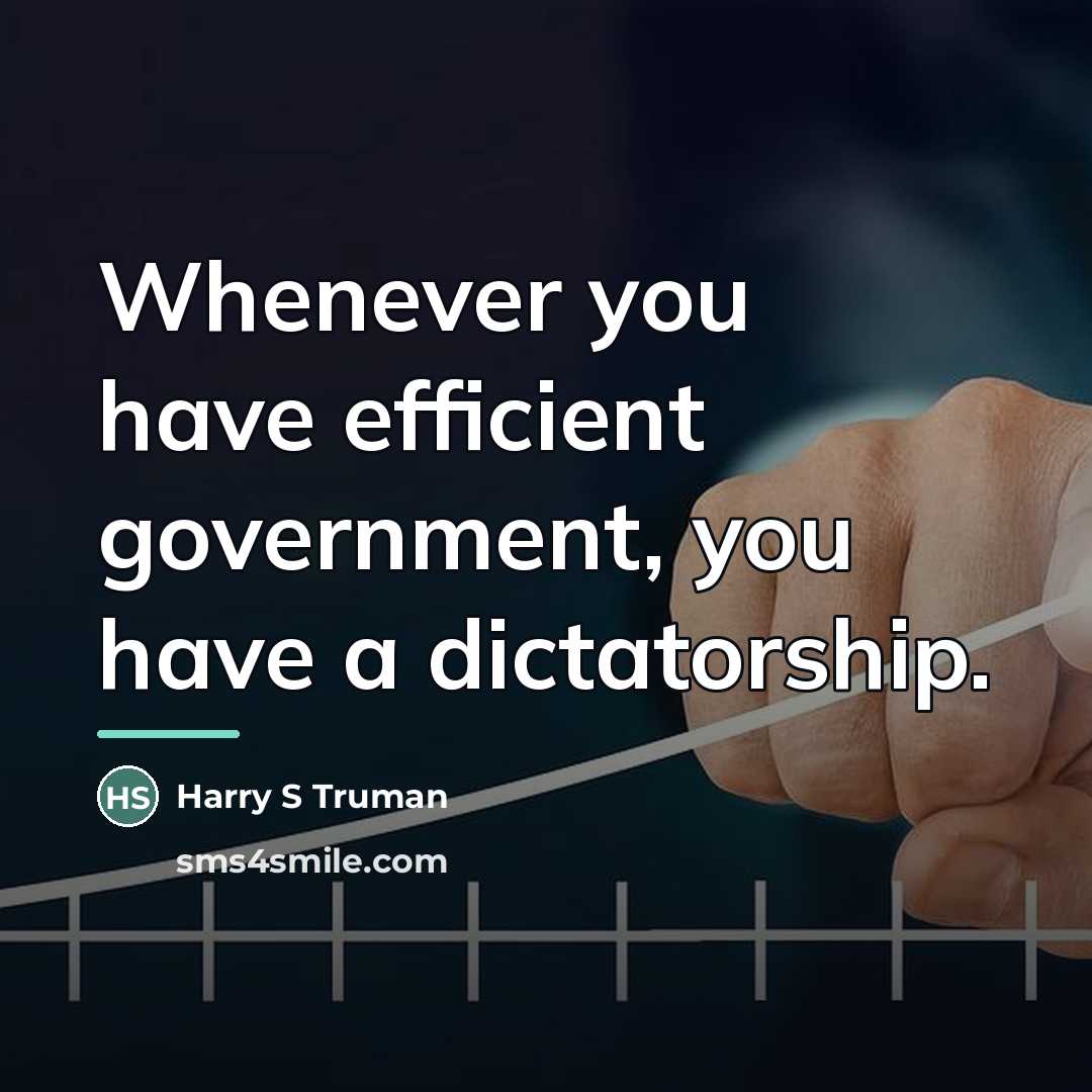 “Whenever you have efficient government, you have a dictatorship.…” quote by Harry S Truman