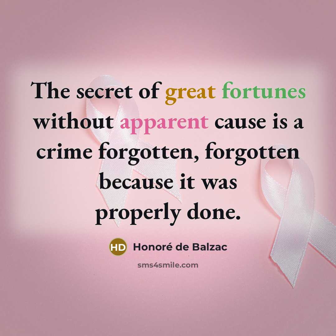 “The secret of great fortunes without apparent cause is a…” quote by Honore de Balzac