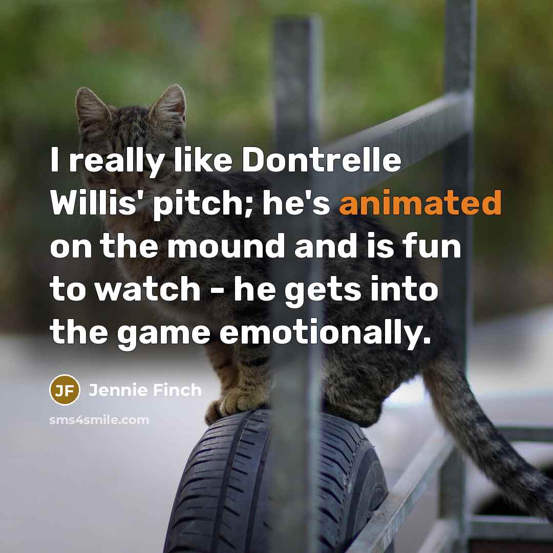 “I really like Dontrelle Willis' pitch; he's animated on the…” quote by Jennie Finch