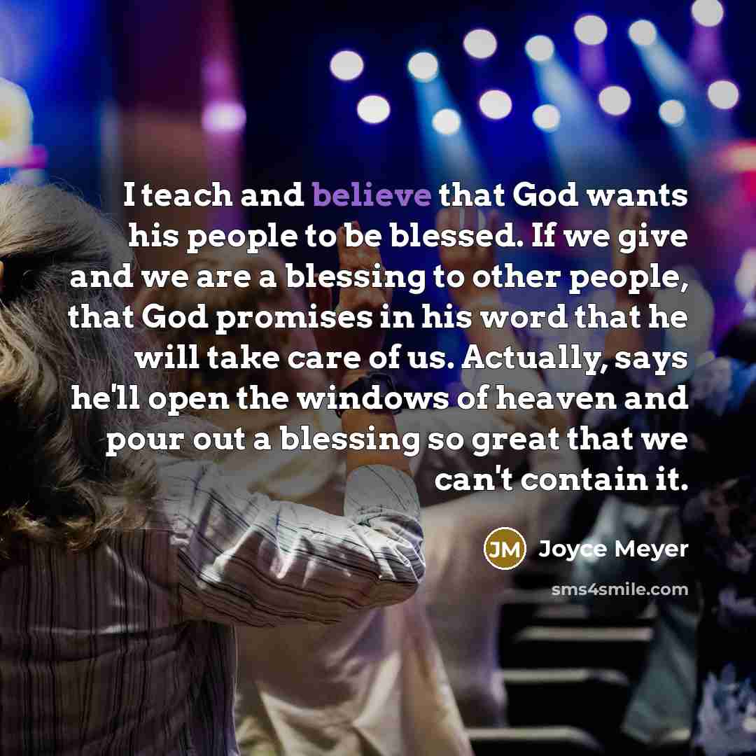 “I teach and believe that God wants his people to…” quote by Joyce Meyer
