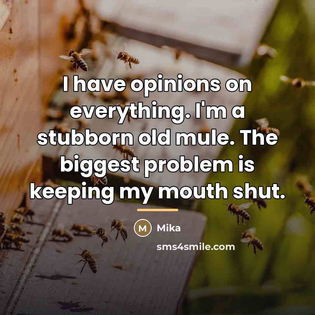 “I have opinions on everything. I'm a stubborn old mule.…” quote by Mika