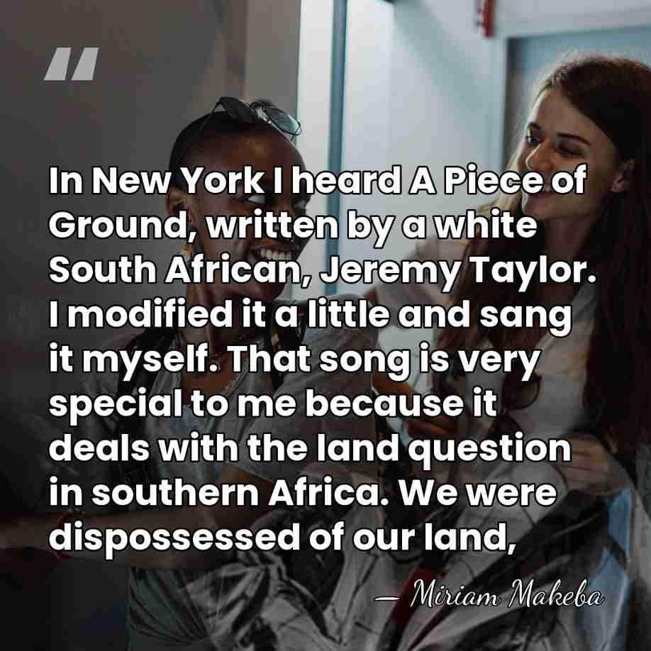In New York I heard A Piece of Ground, written by a&hellip; - Miriam Makeba