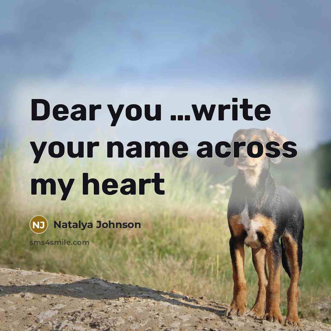“Dear you ....write your name across my heart…” quote by Natalya Johnson