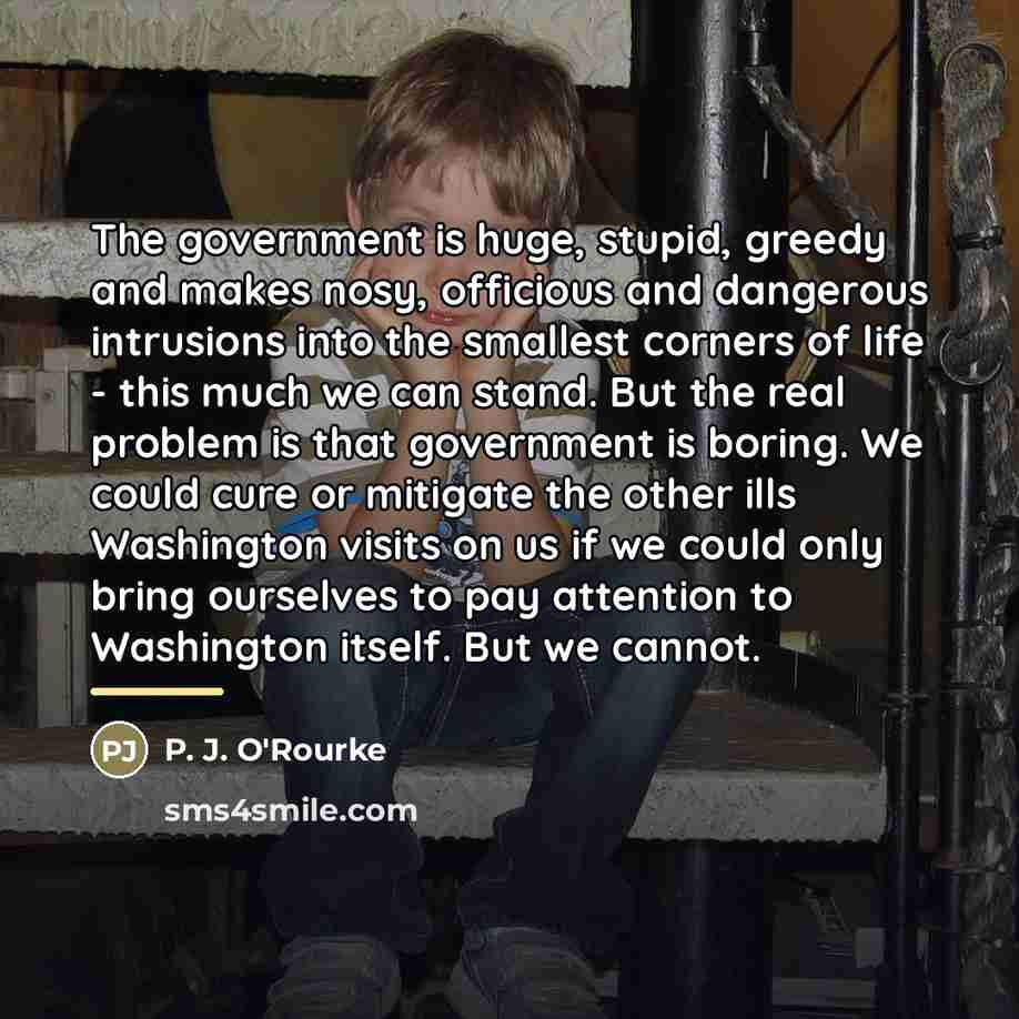 “The government is huge, stupid, greedy and makes nosy, officious…” quote by P. J. O'Rourke