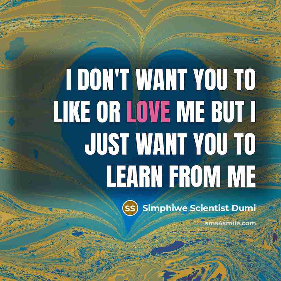 “I don't want you to like or love me but I just want you to learn from me” quote by Simphiwe Scientist Dumi