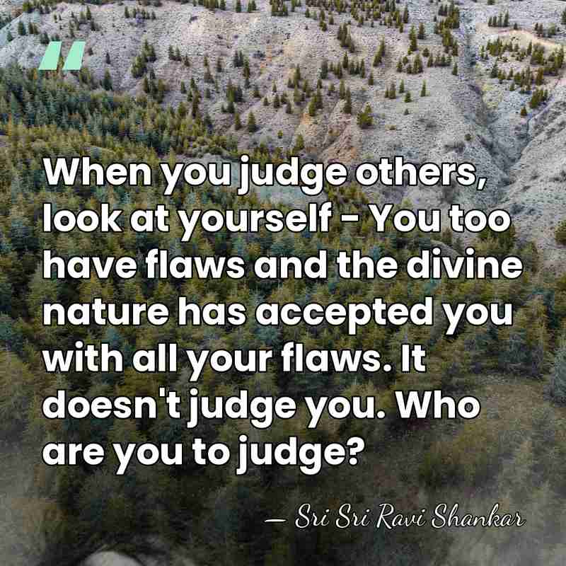 When you judge others, look at yourself - You too have flaws&hellip; - Sri Sri Ravi Shankar