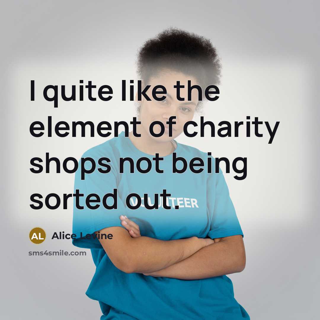 “I quite like the element of charity shops not being…” quote by Alice Levine