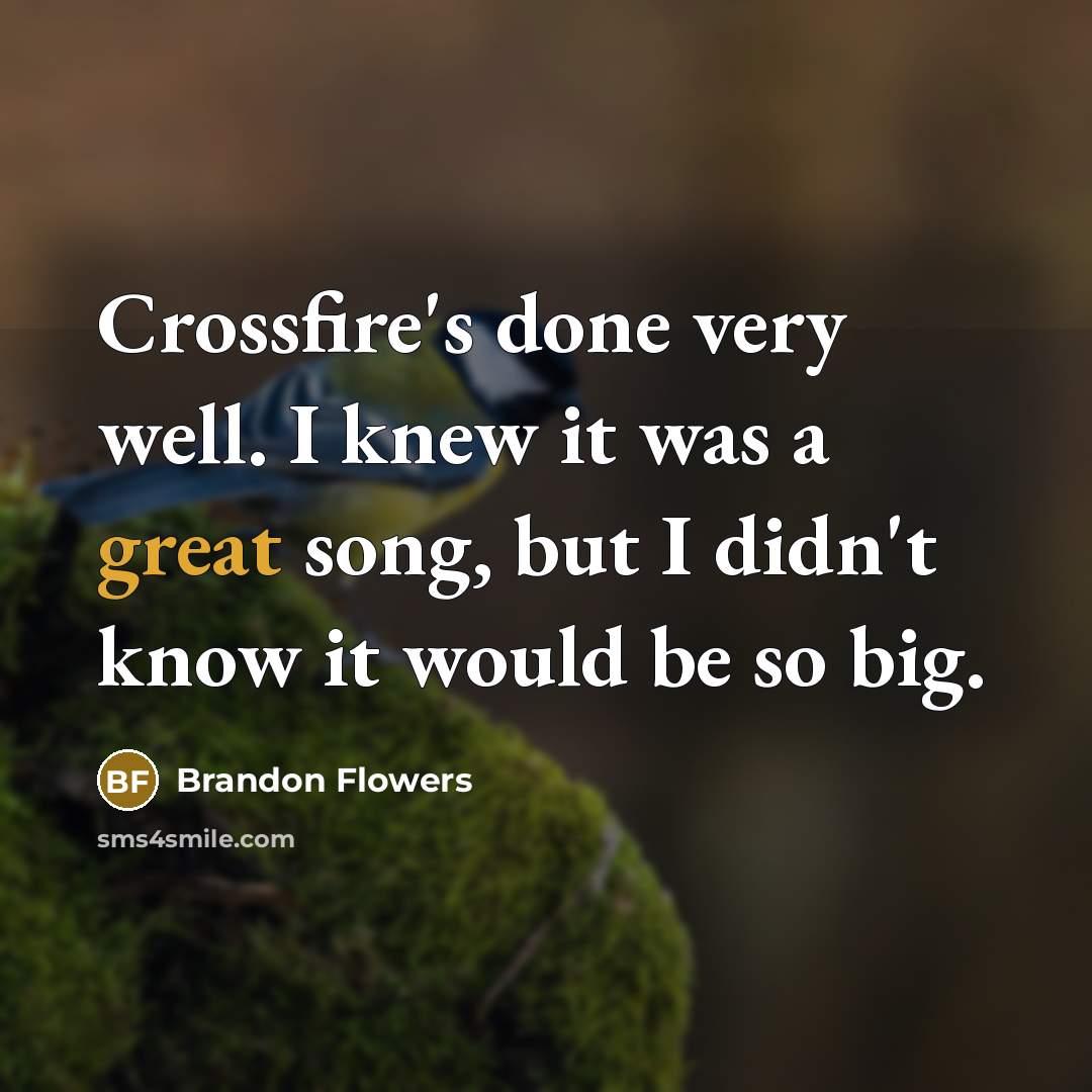 “Crossfire's done very well. I knew it was a great…” quote by Brandon Flowers