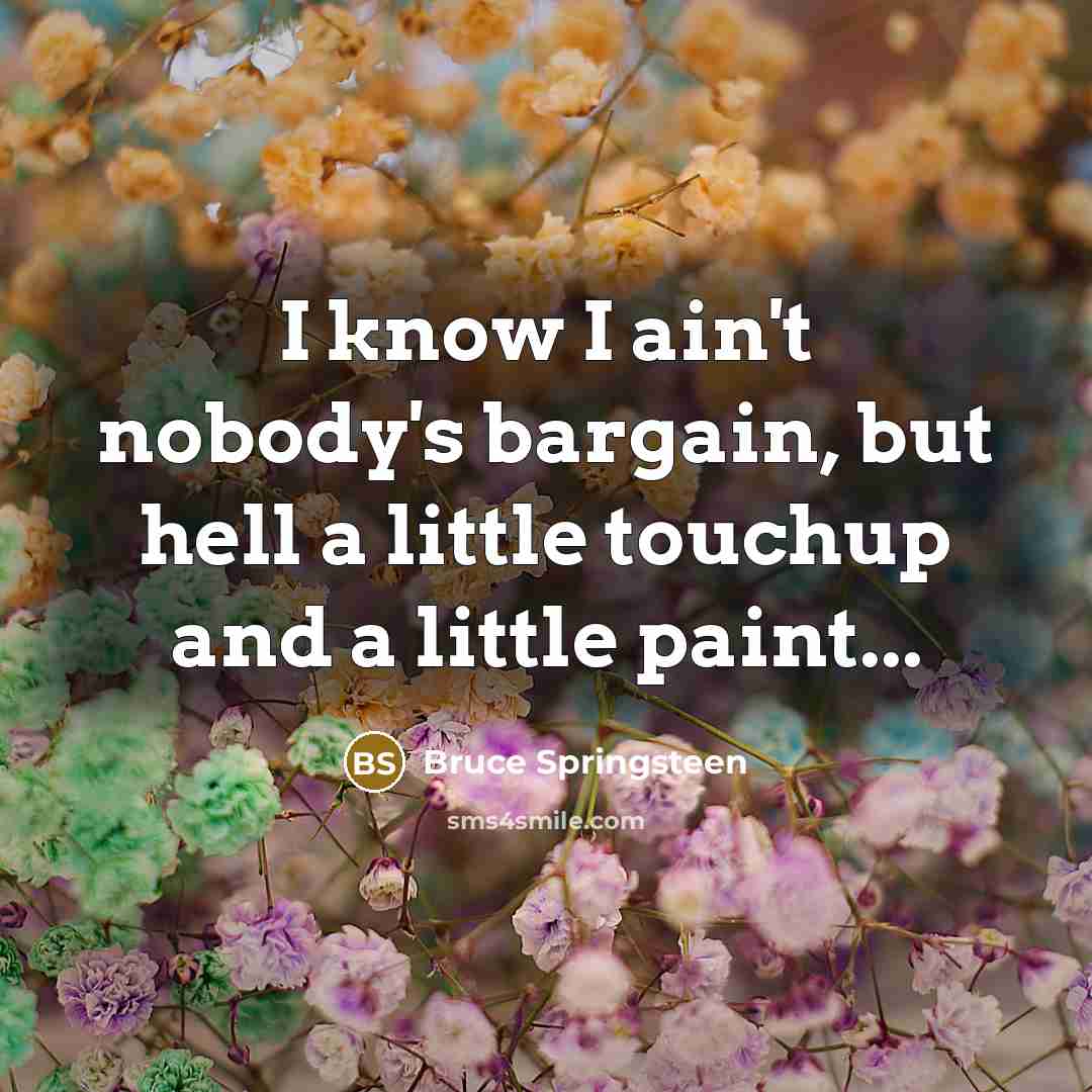 “I know I ain't nobody's bargain, but hell a little…” quote by Bruce Springsteen