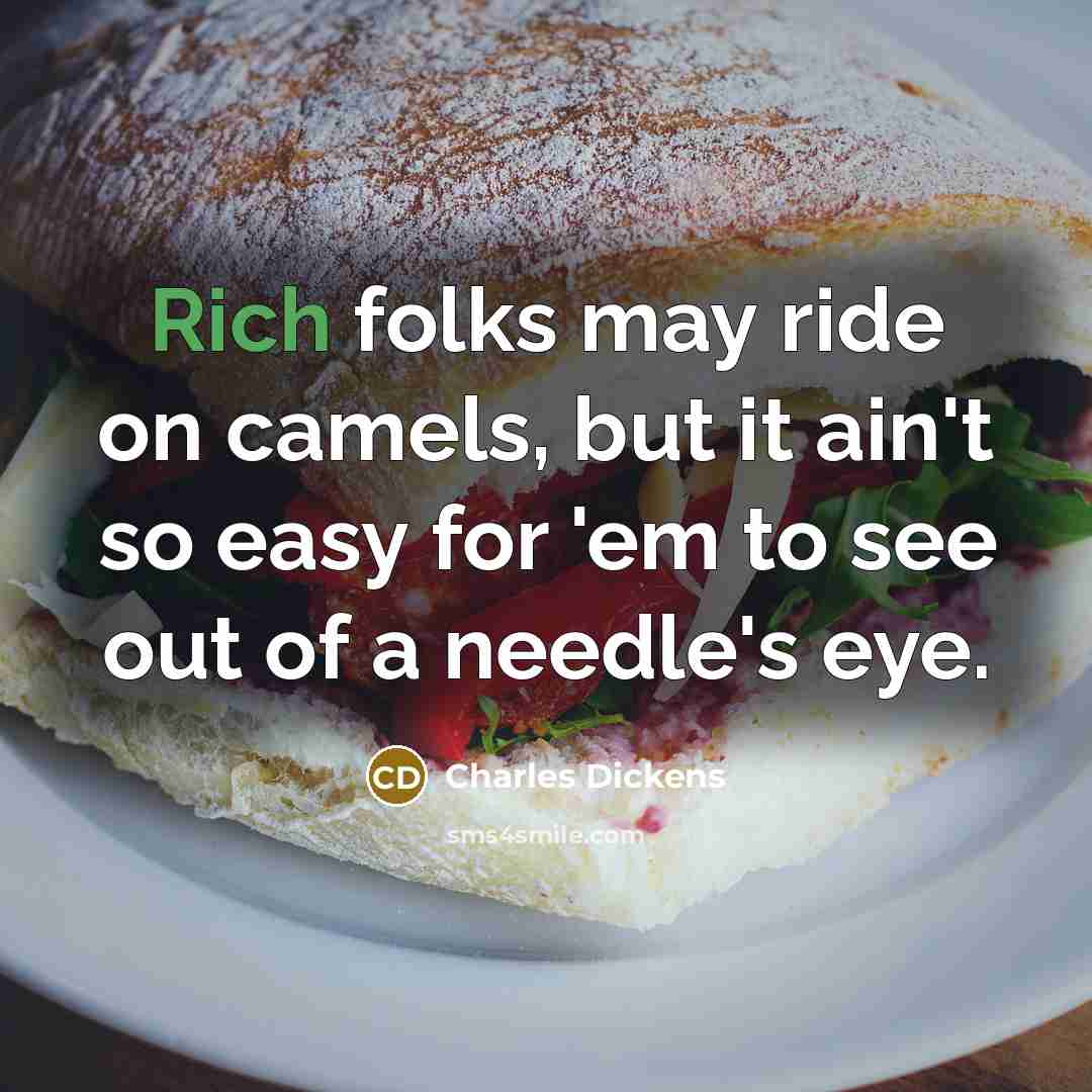 “Rich folks may ride on camels, but it ain't so…” quote by Charles Dickens