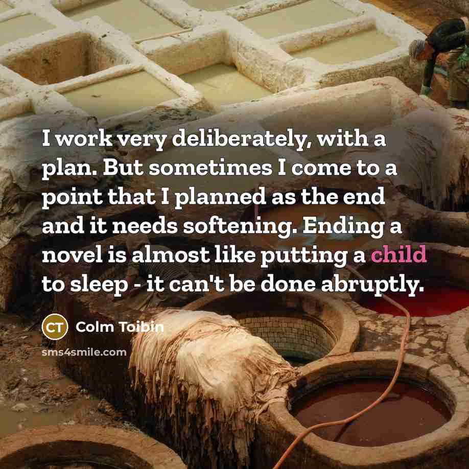 “I work very deliberately, with a plan. But sometimes I…” quote by Colm Toibin