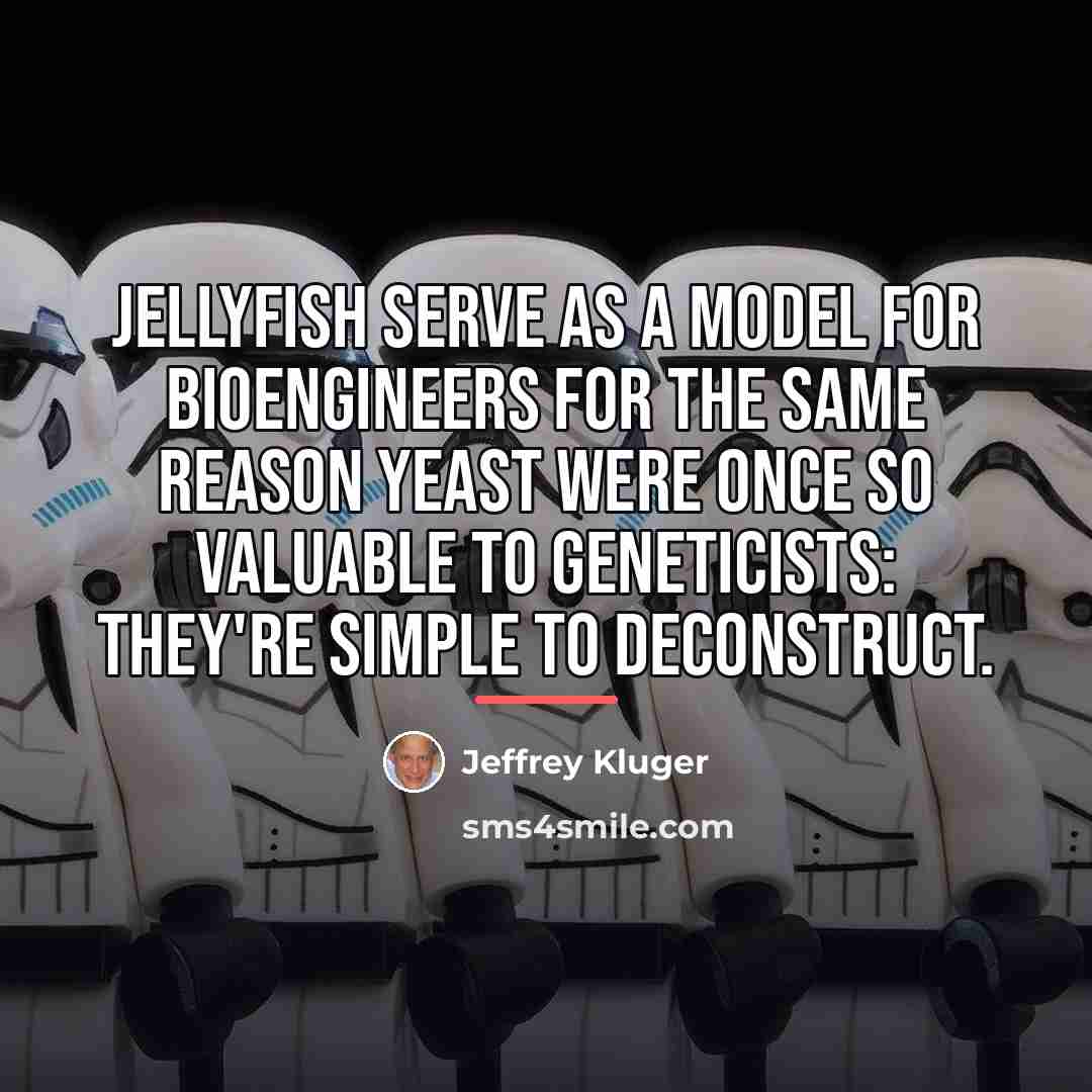 “Jellyfish serve as a model for bioengineers for the same…” quote by Jeffrey Kluger