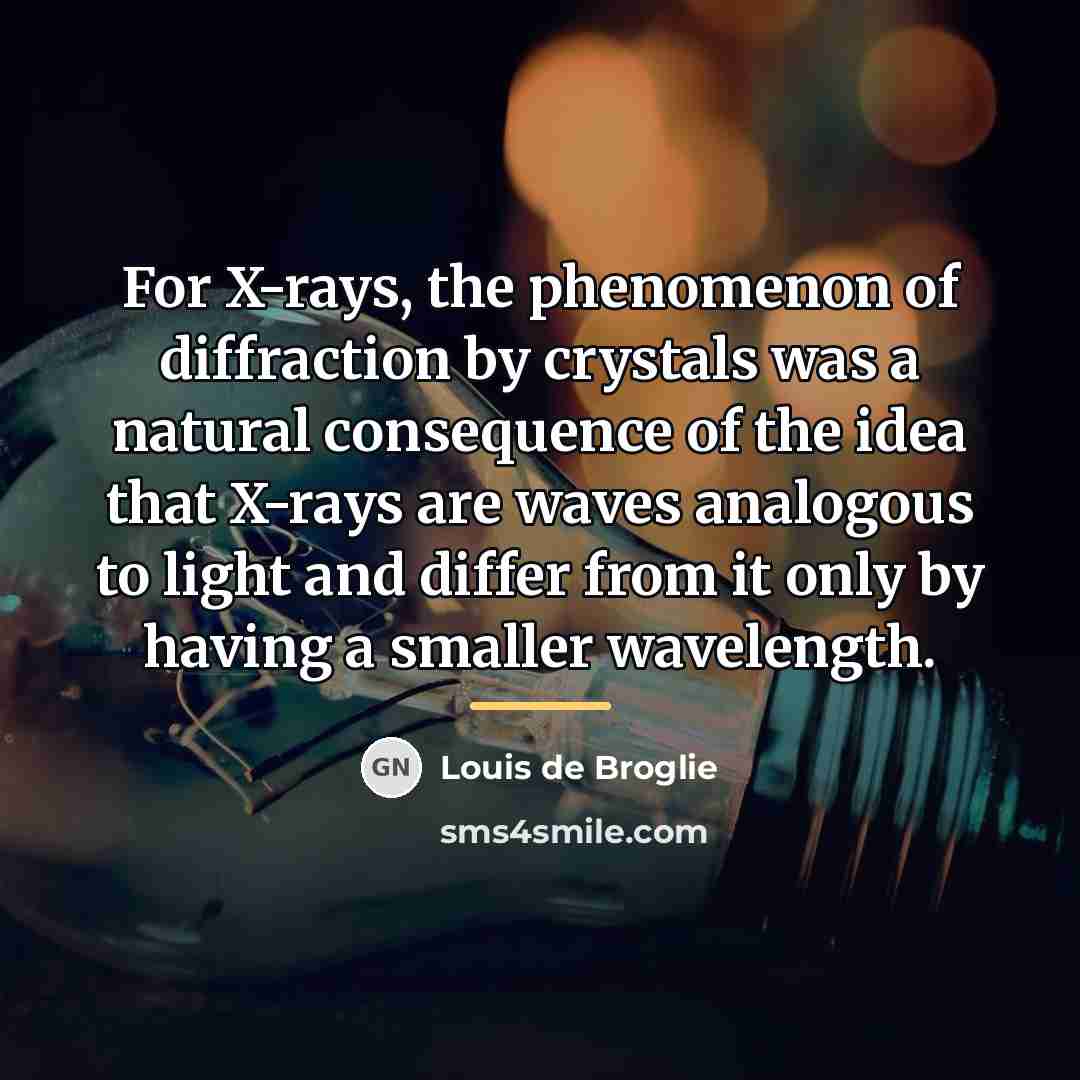 “For X-rays, the phenomenon of diffraction by crystals was a…” quote by Louis de Broglie