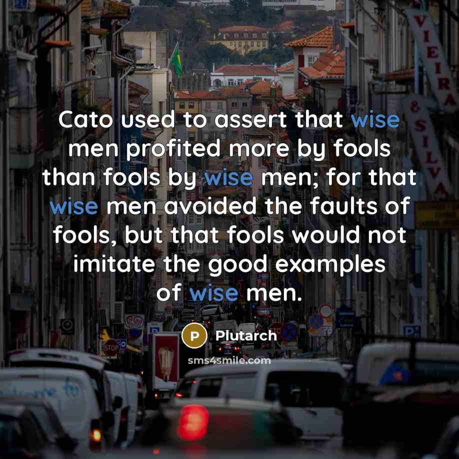 “Cato used to assert that wise men profited more by…” quote by Plutarch