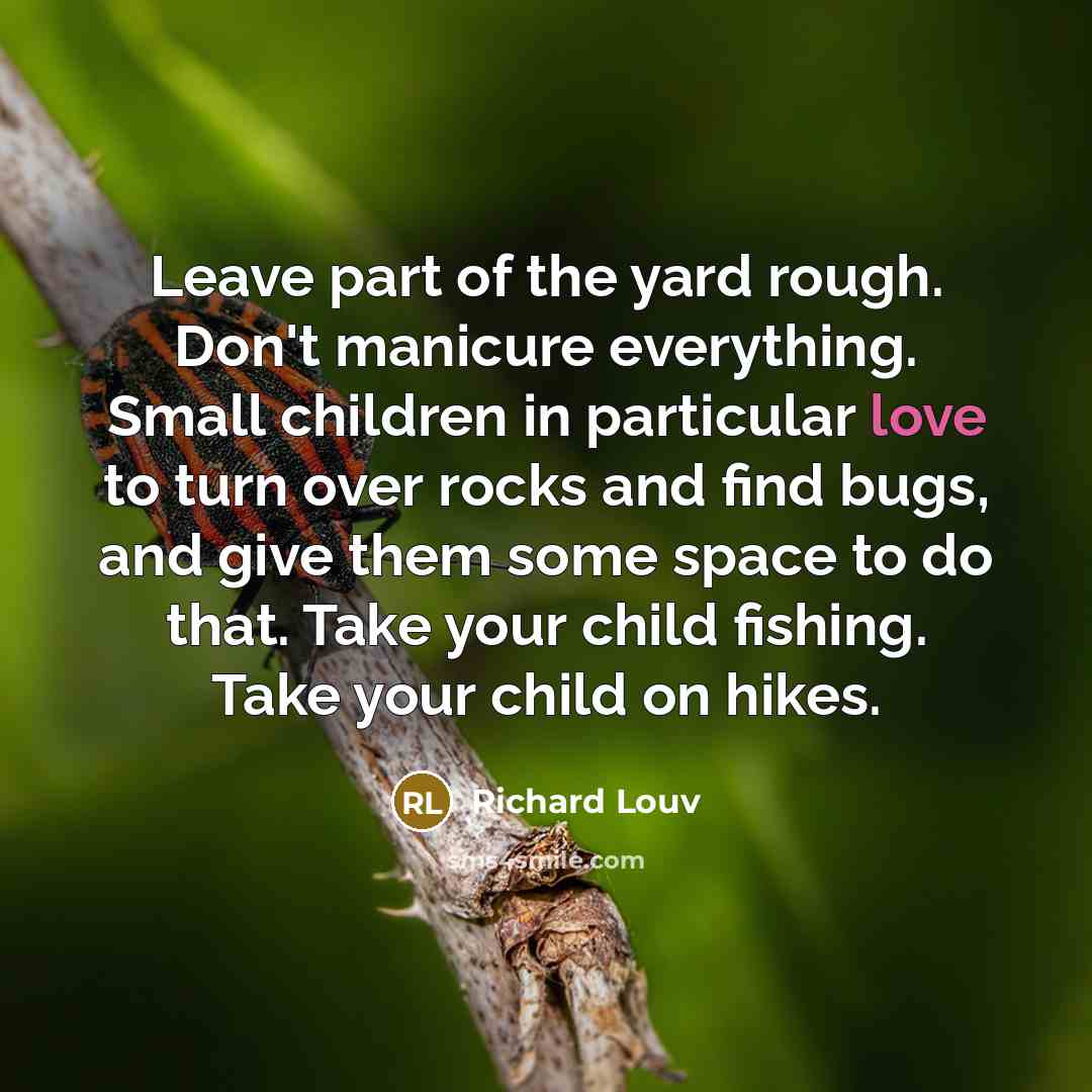 “Leave part of the yard rough. Don't manicure everything. Small…” quote by Richard Louv