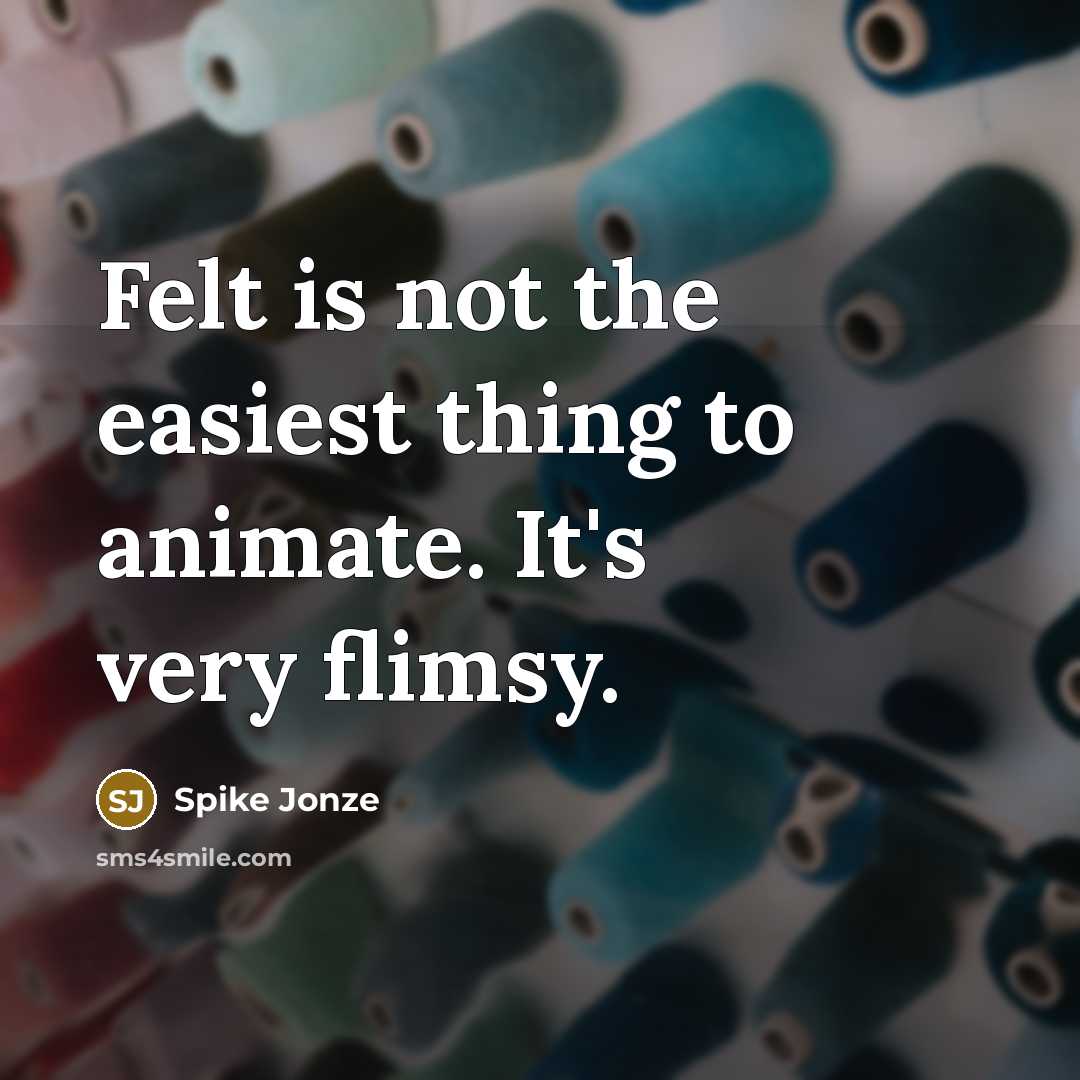 “Felt is not the easiest thing to animate. It's very…” quote by Spike Jonze