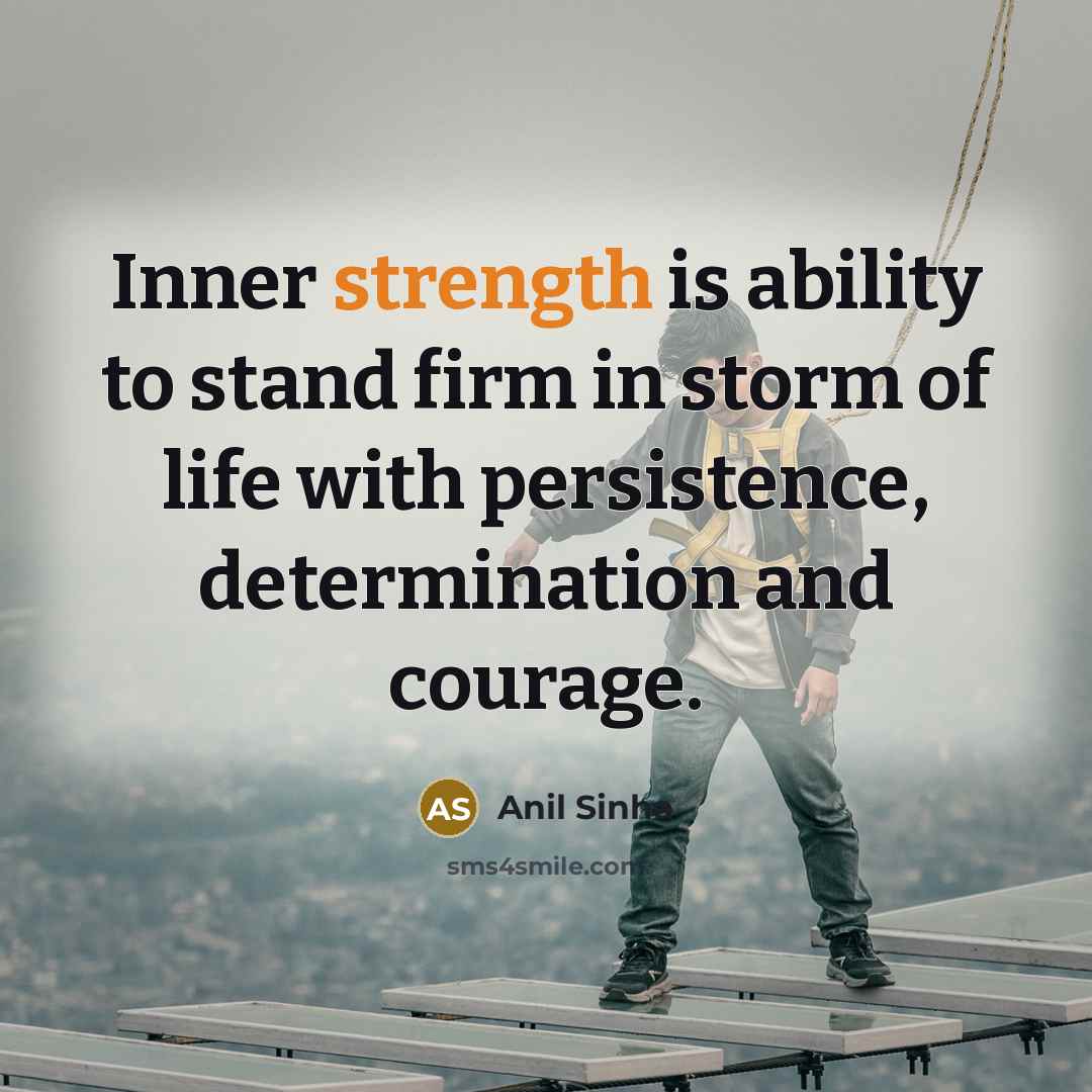 “Inner strength is ability to stand firm in storm of…” quote by Anil Sinha
