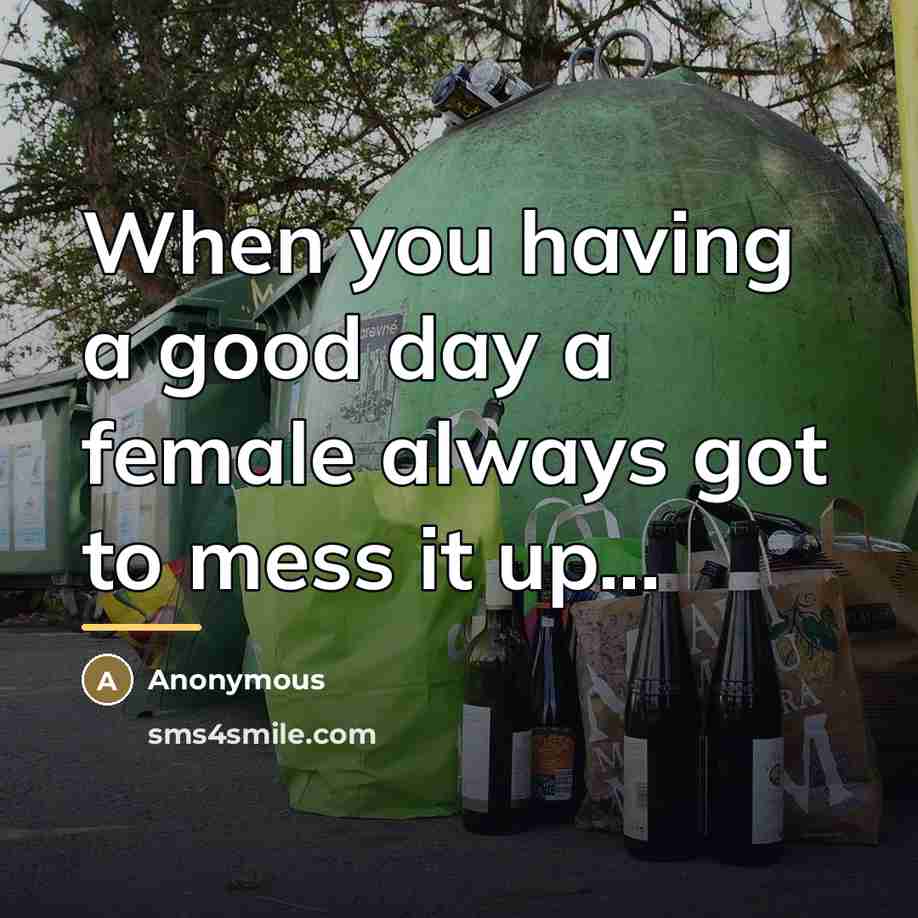 “When you having a good day a female always got…” quote by Anonymous
