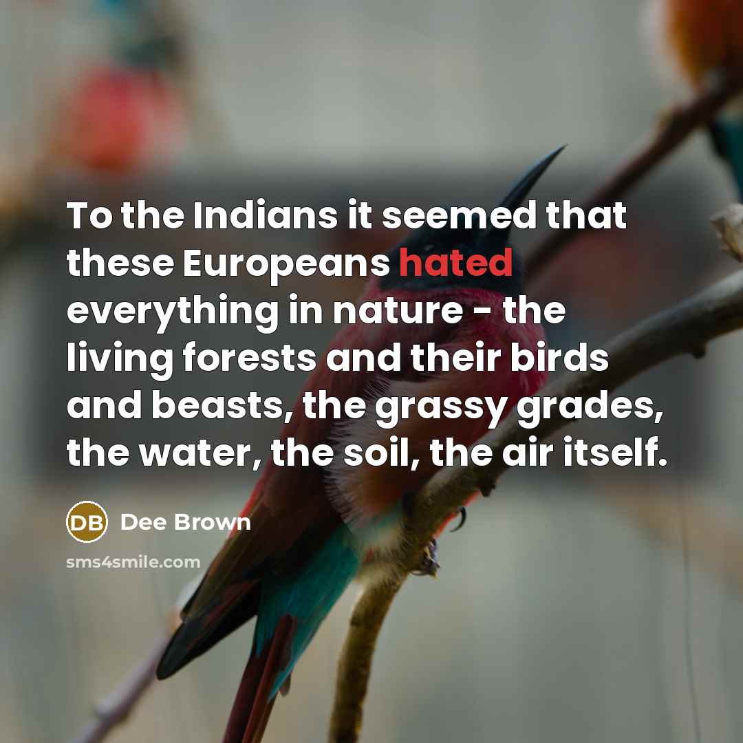 “To the Indians it seemed that these Europeans hated everything…” quote by Dee Brown