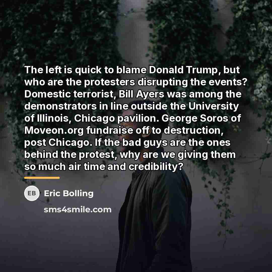 “The left is quick to blame Donald Trump, but who…” quote by Eric Bolling