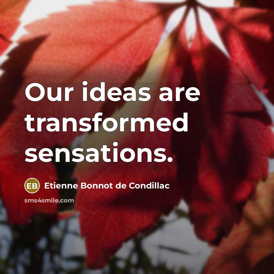 “Our ideas are transformed sensations.…” quote by Etienne Bonnot de Condillac