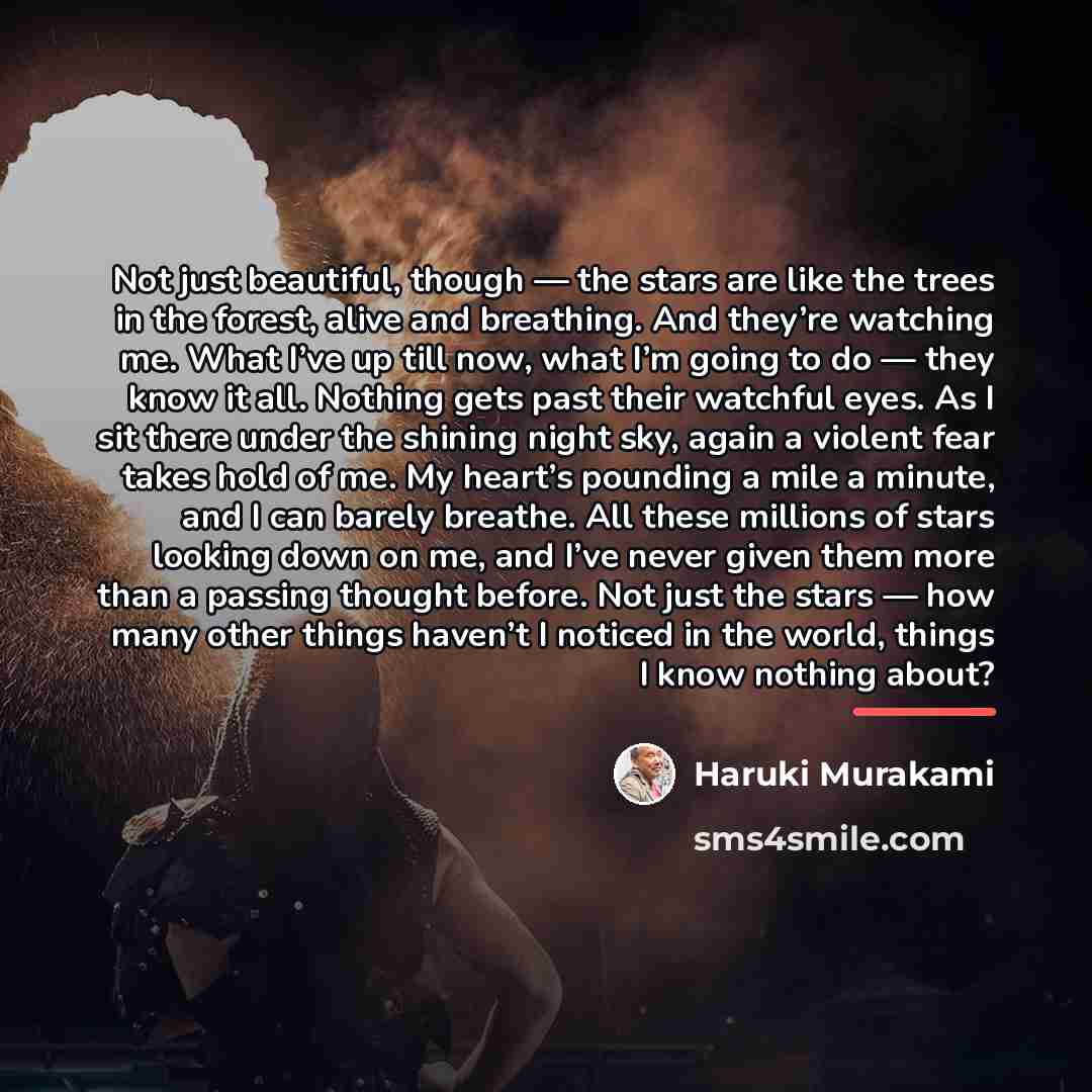 “Not just beautiful, though — the stars are like the…” quote by Haruki Murakami