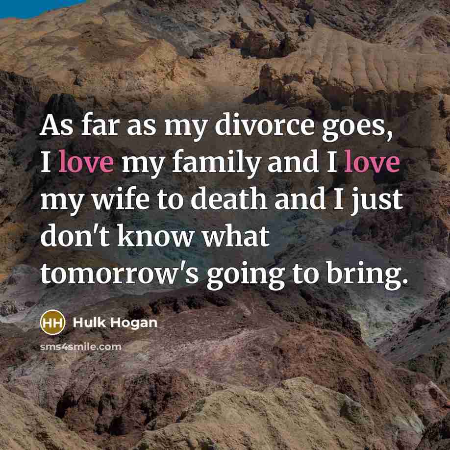 “As far as my divorce goes, I love my family…” quote by Hulk Hogan