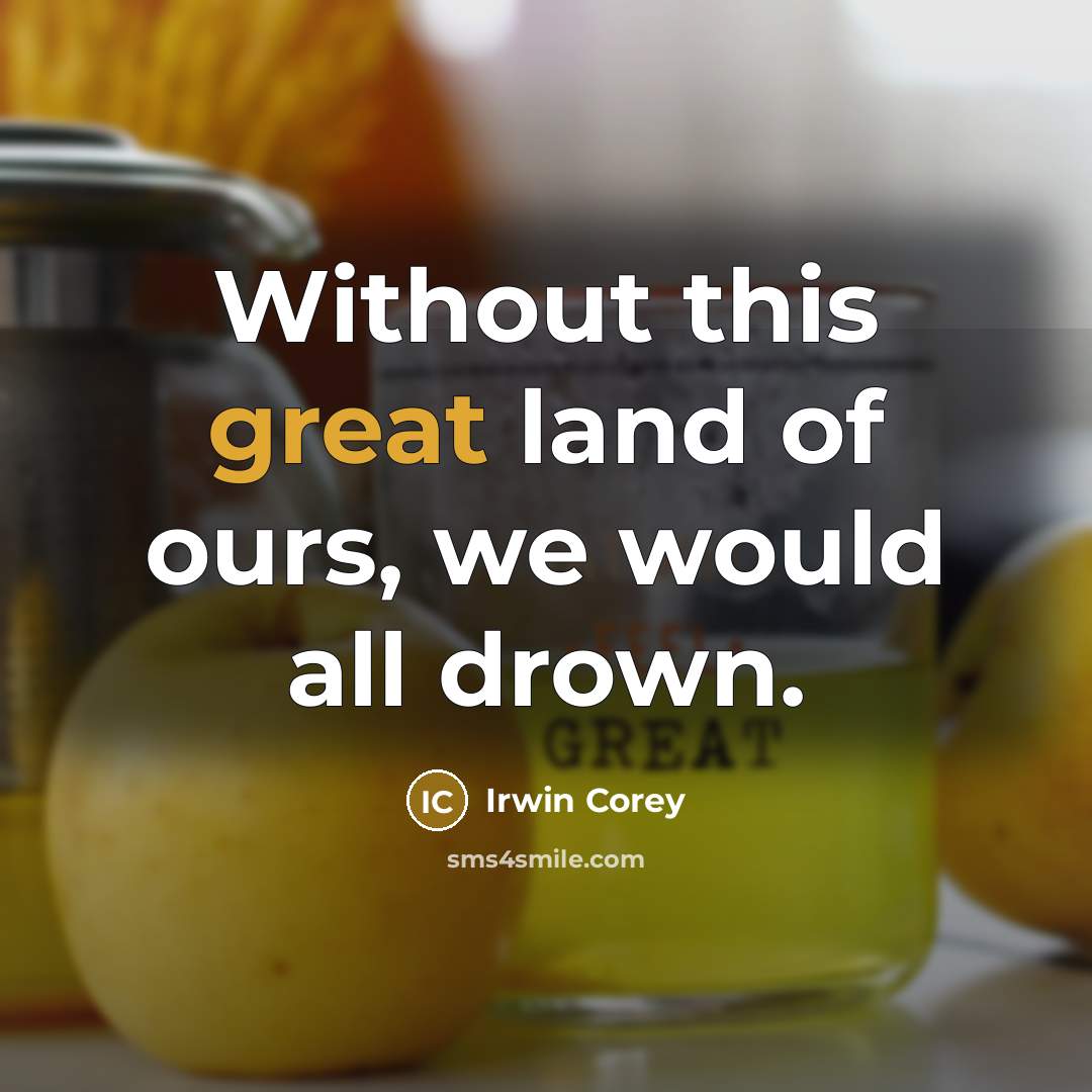 “Without this great land of ours, we would all drown.” quote by Irwin Corey