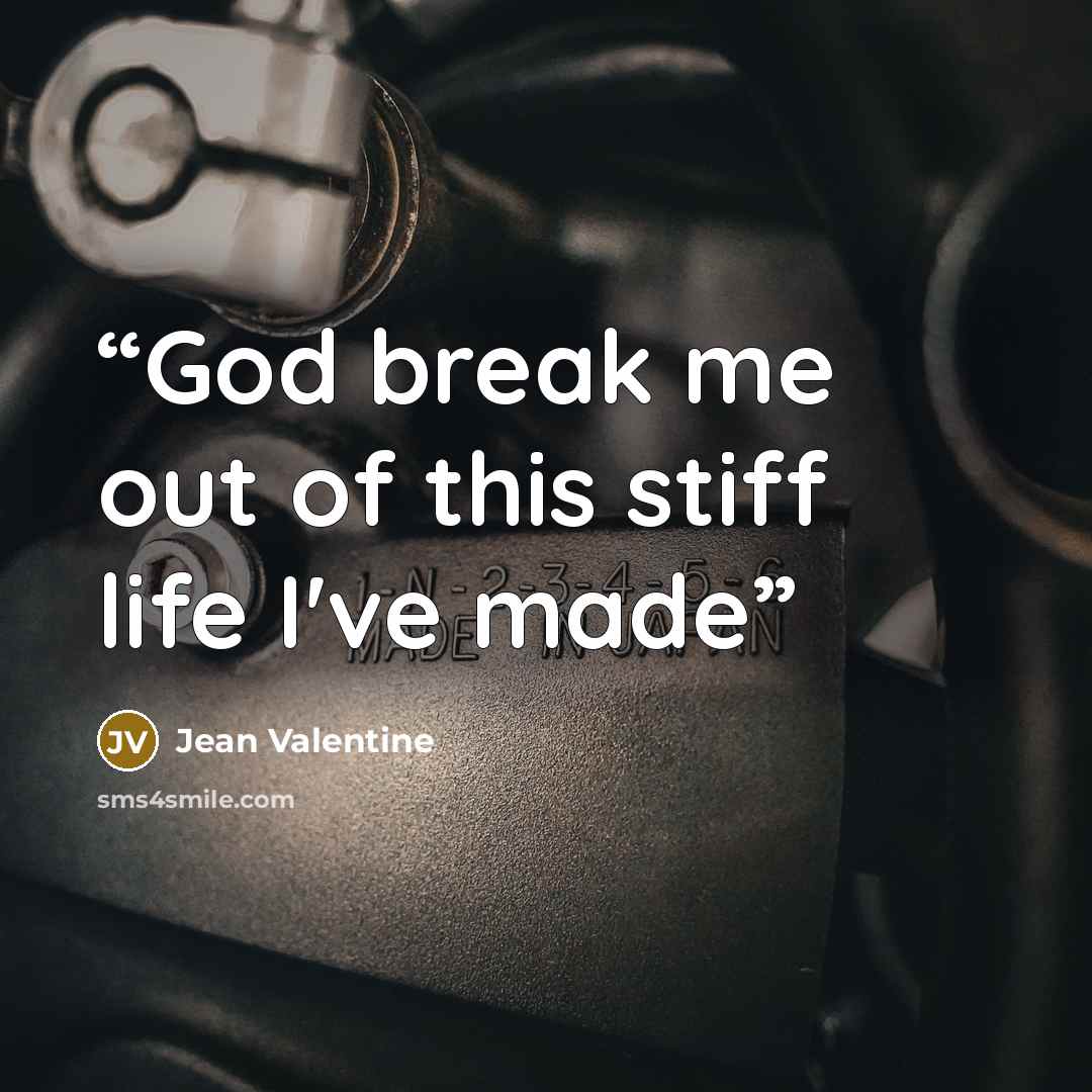 “God break me out of this stiff life I've made” quote by Jean Valentine