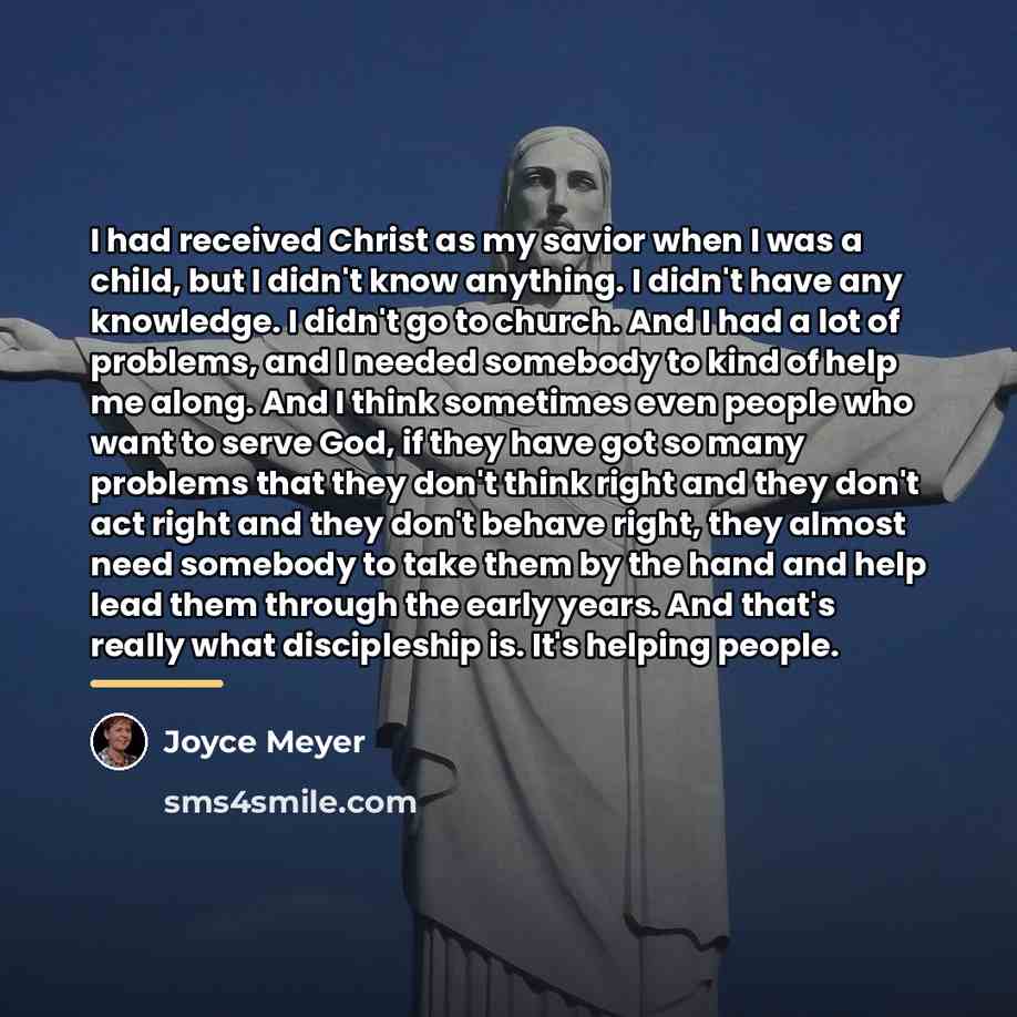 “I had received Christ as my savior when I was…” quote by Joyce Meyer
