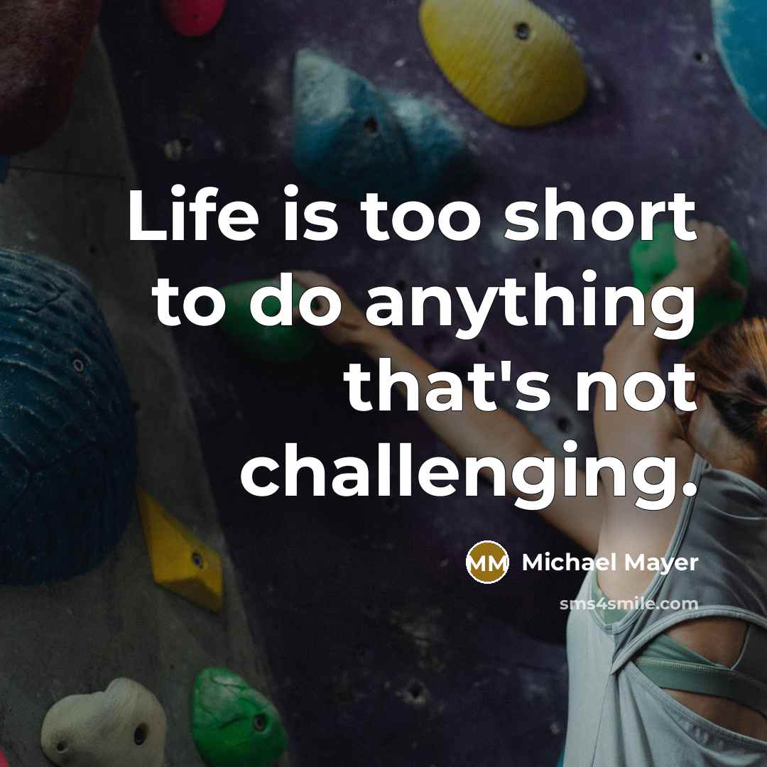 “Life is too short to do anything that's not challenging.…” quote by Michael Mayer