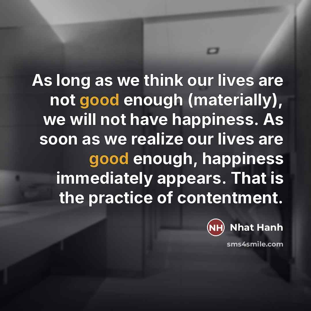 “As long as we think our lives are not good…” quote by Nhat Hanh
