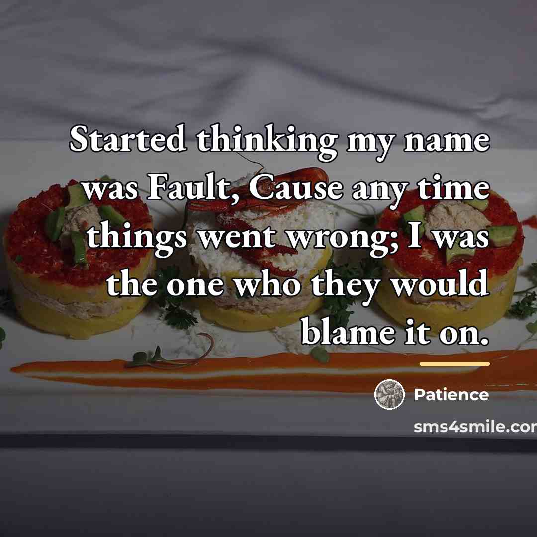 “Started thinking my name was Fault, Cause any time things…” quote by Patience