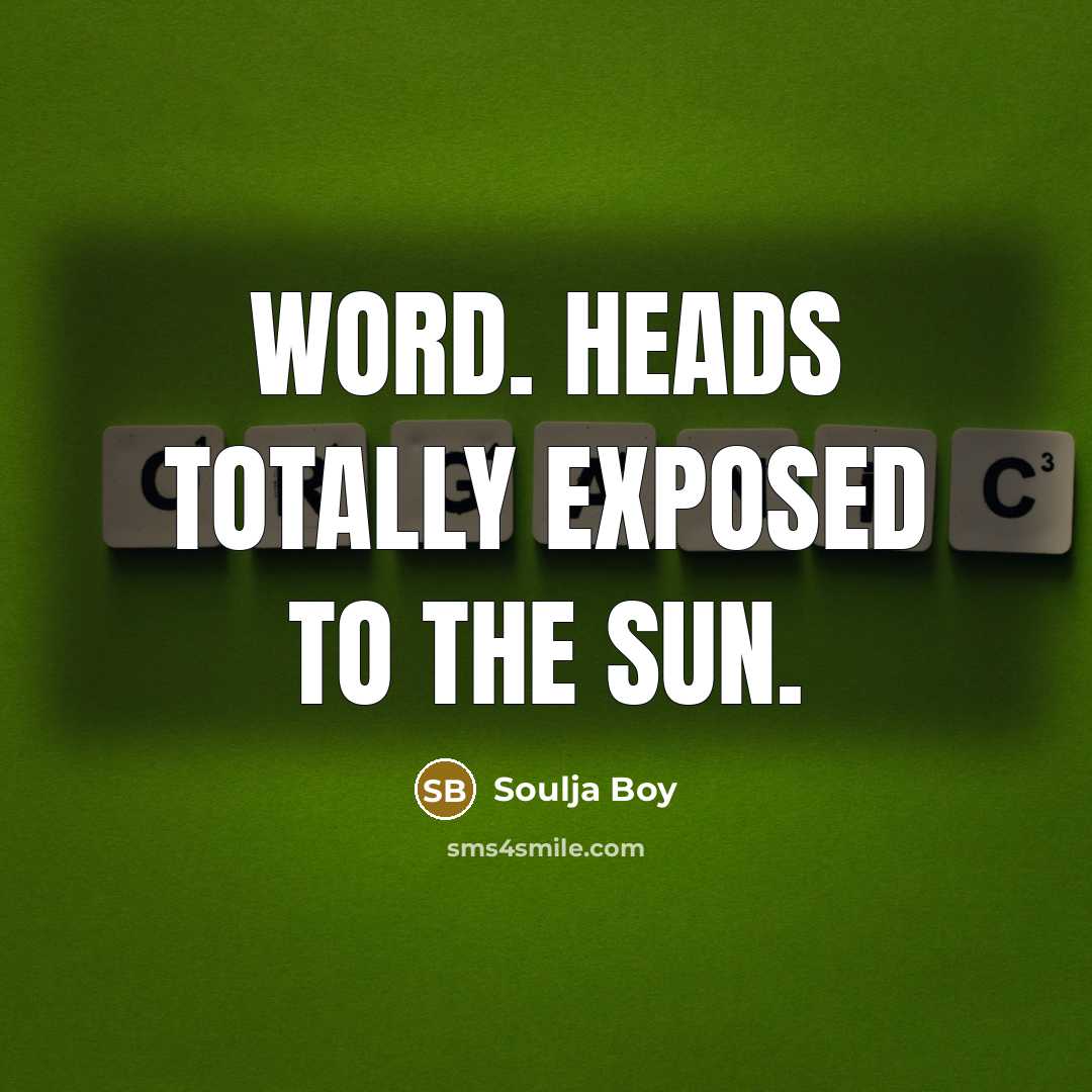 “Word. Heads totally exposed to the sun.” quote by Soulja Boy