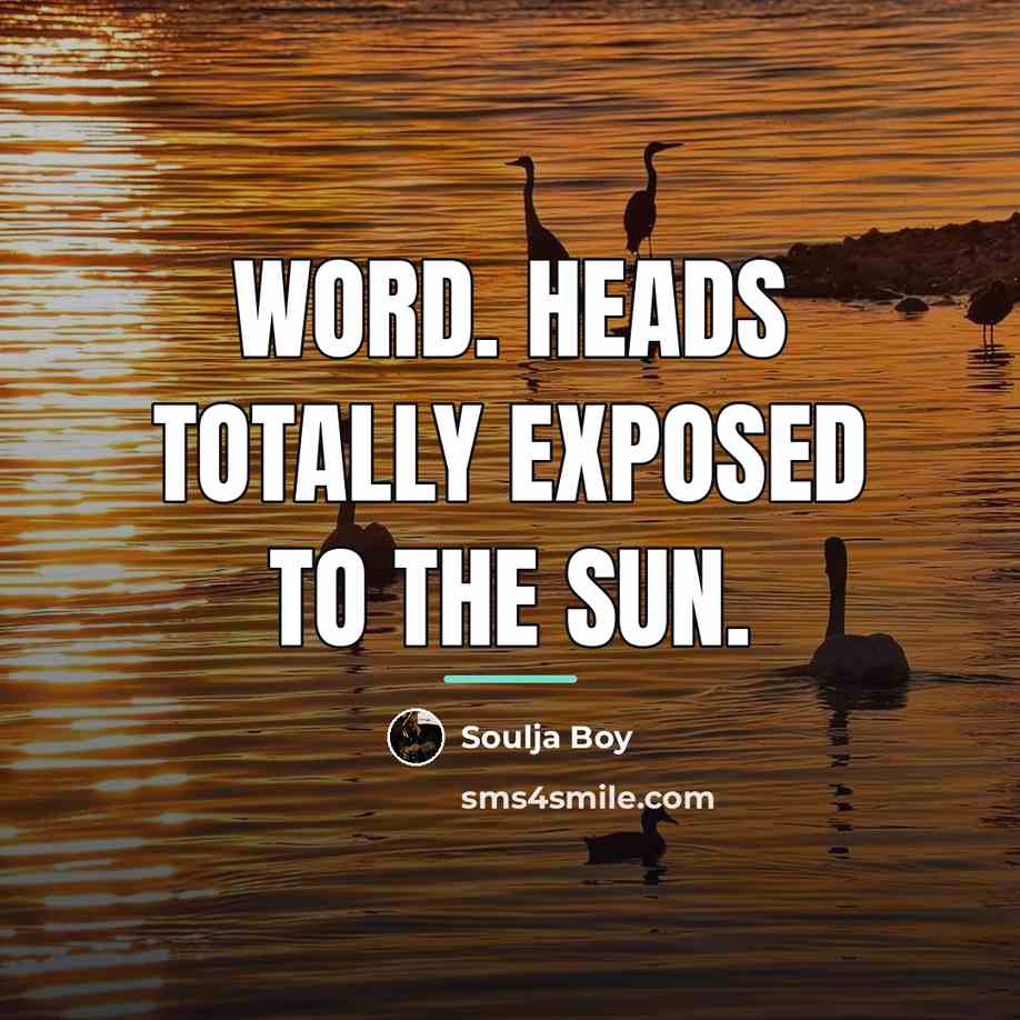 “Word. Heads totally exposed to the sun.…” quote by Soulja Boy