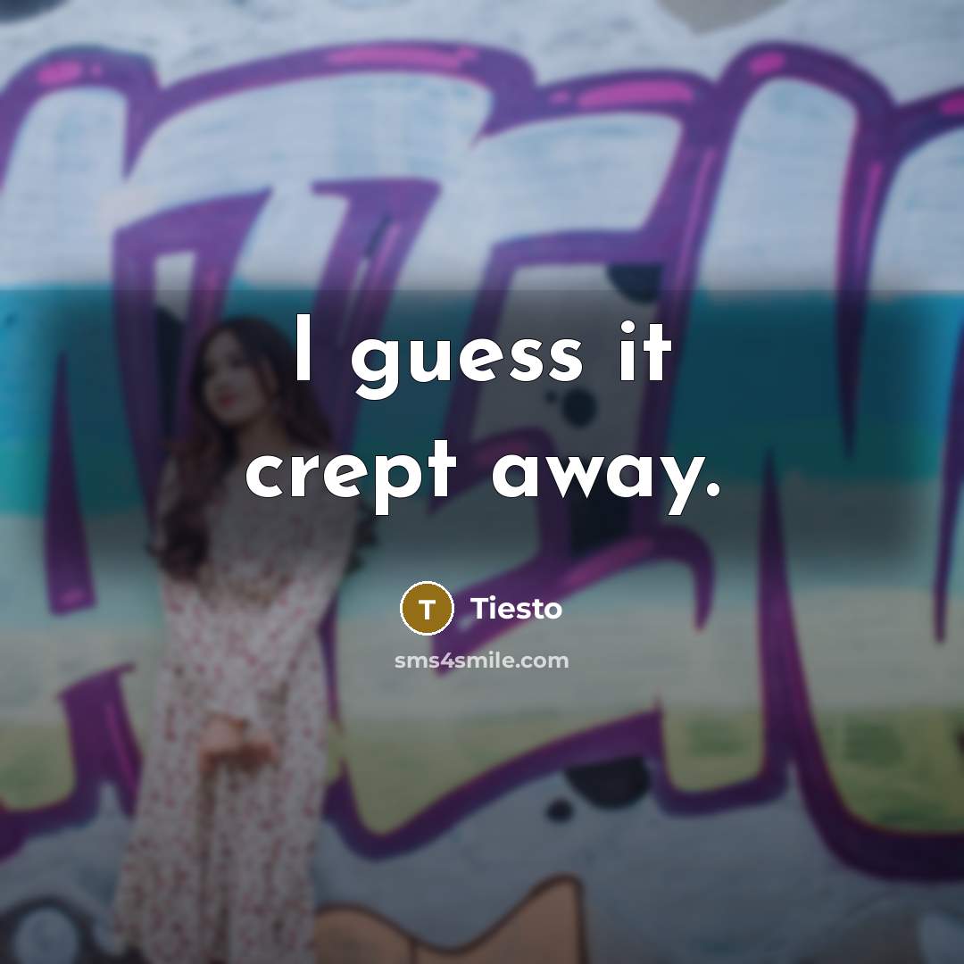 “I guess it crept away.” quote by Tiesto