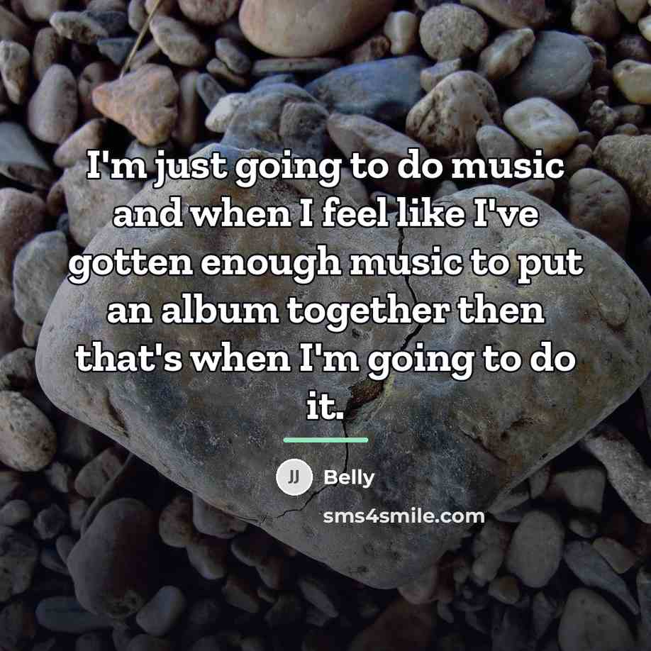 “I'm just going to do music and when I feel…” quote by Belly