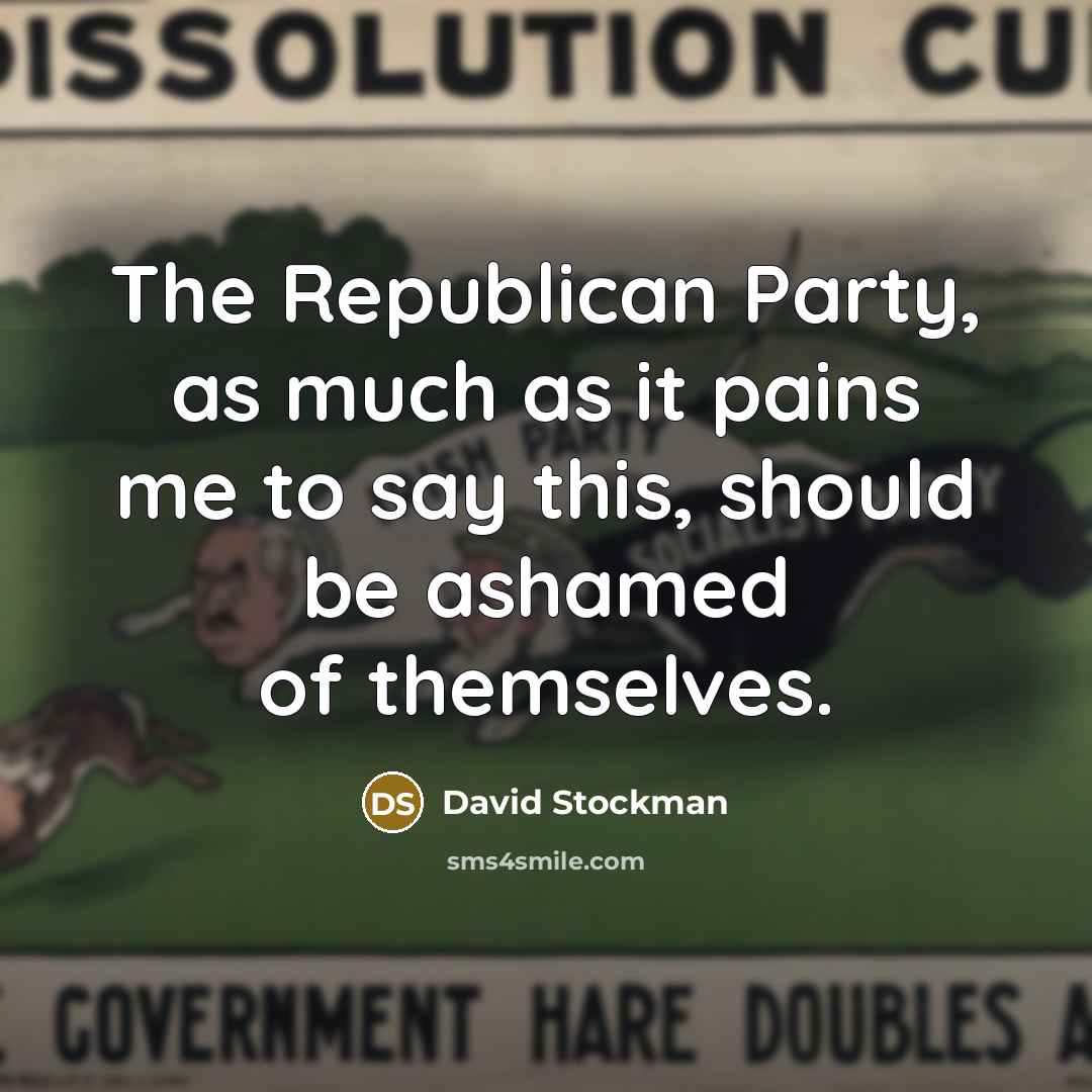 “The Republican Party, as much as it pains me to…” quote by David Stockman