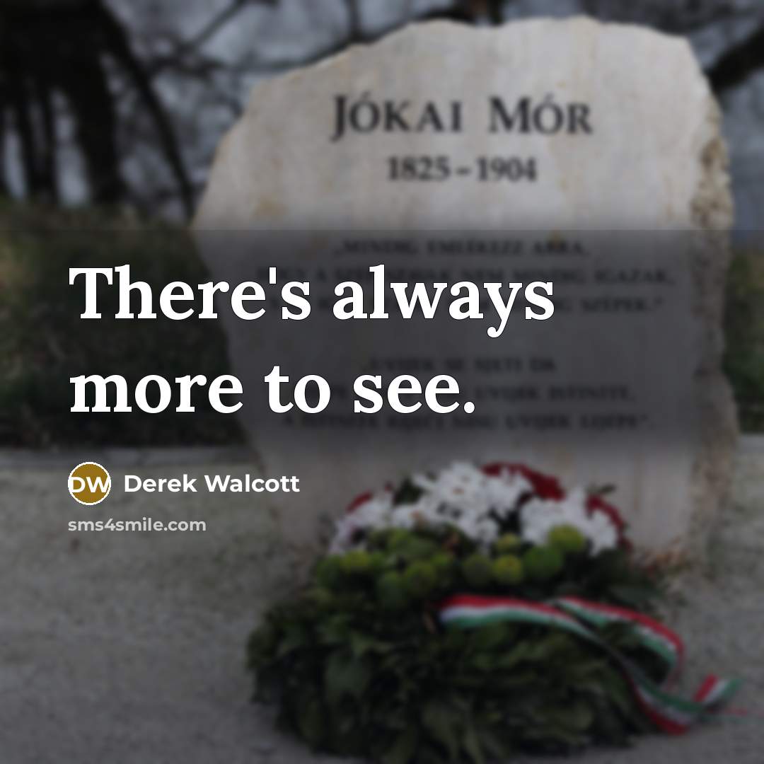 “There's always more to see.…” quote by Derek Walcott