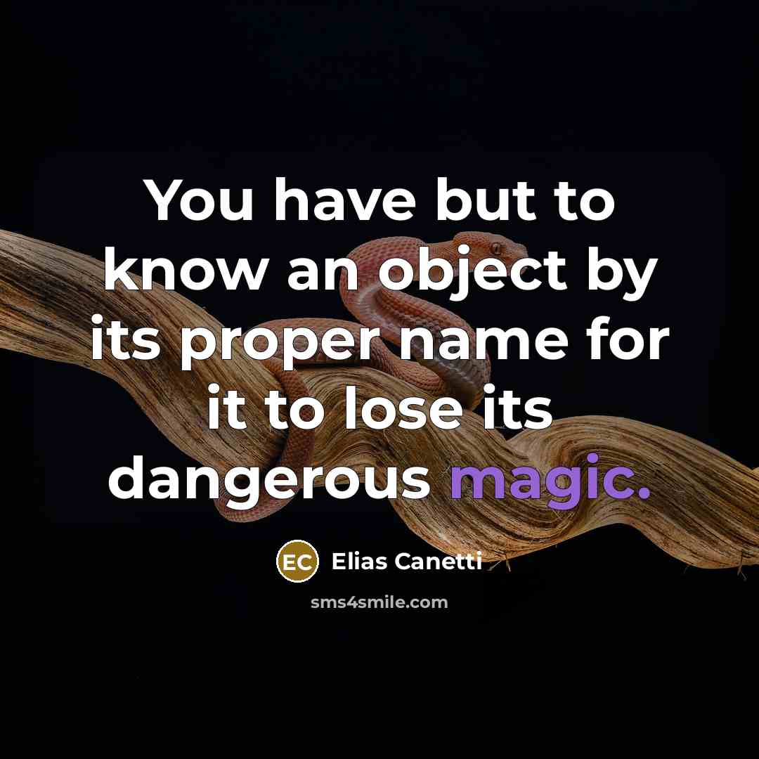 “You have but to know an object by its proper…” quote by Elias Canetti