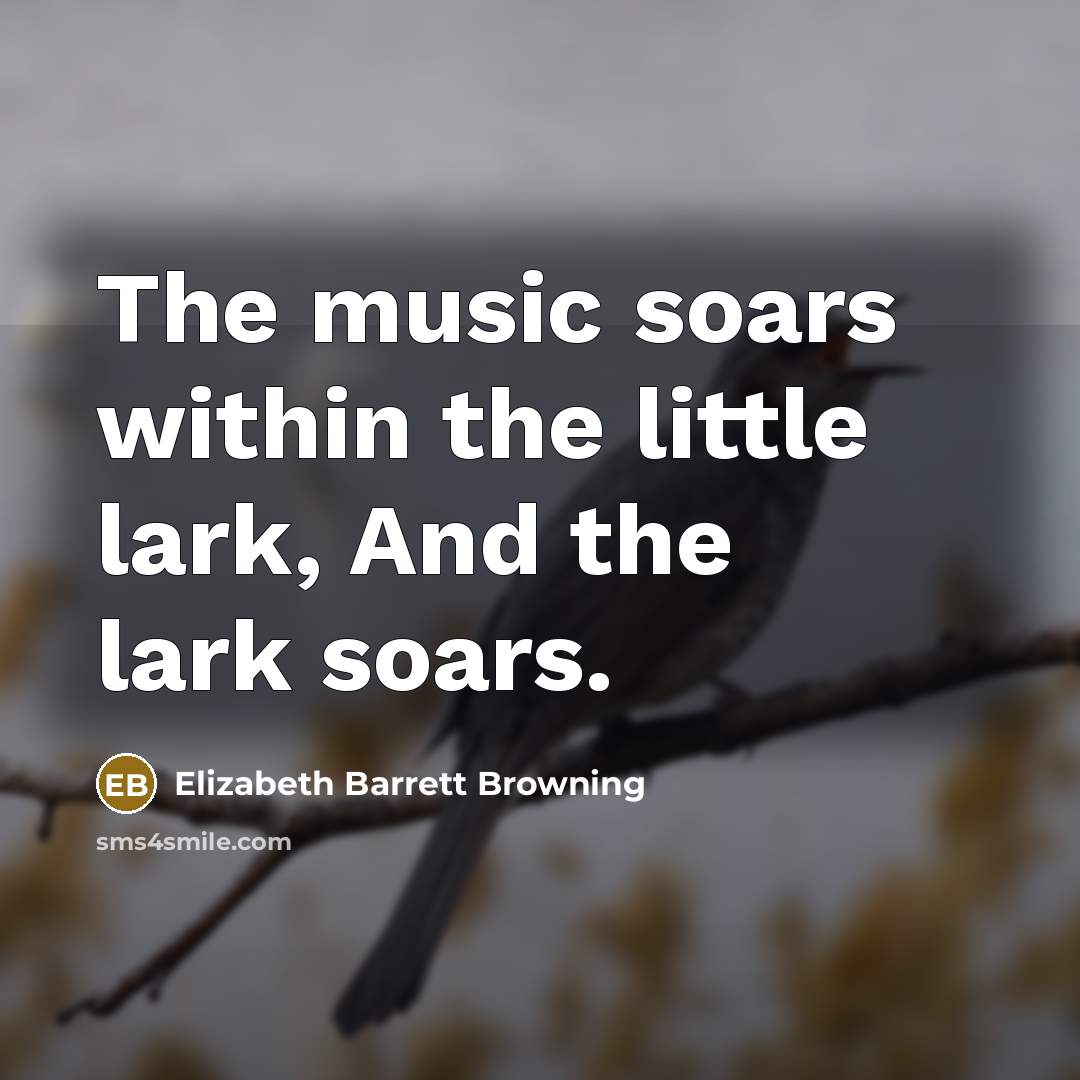 “The music soars within the little lark, And the lark…” quote by Elizabeth Barrett Browning