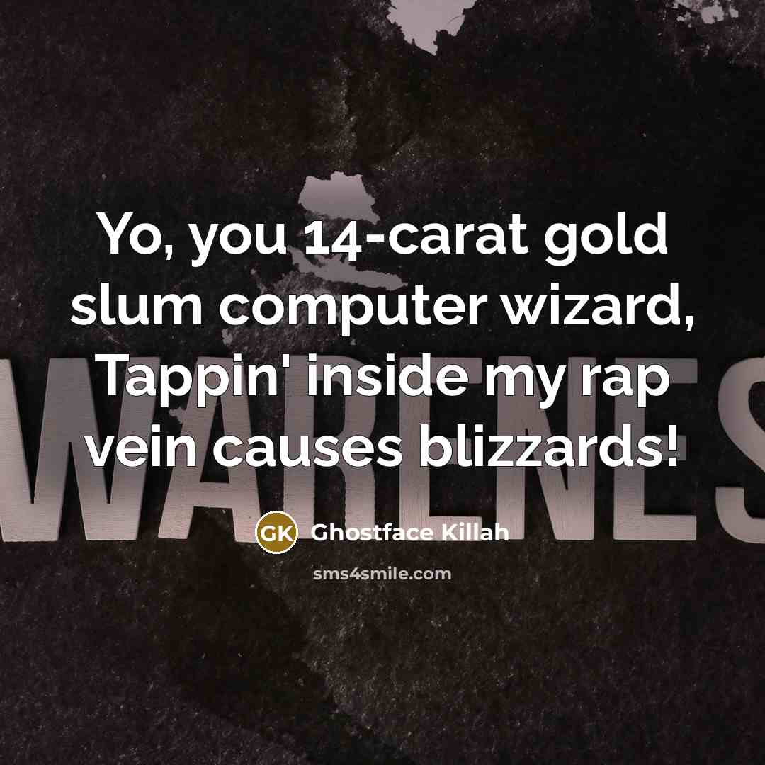 “Yo, you 14-carat gold slum computer wizard, Tappin' inside my…” quote by Ghostface Killah