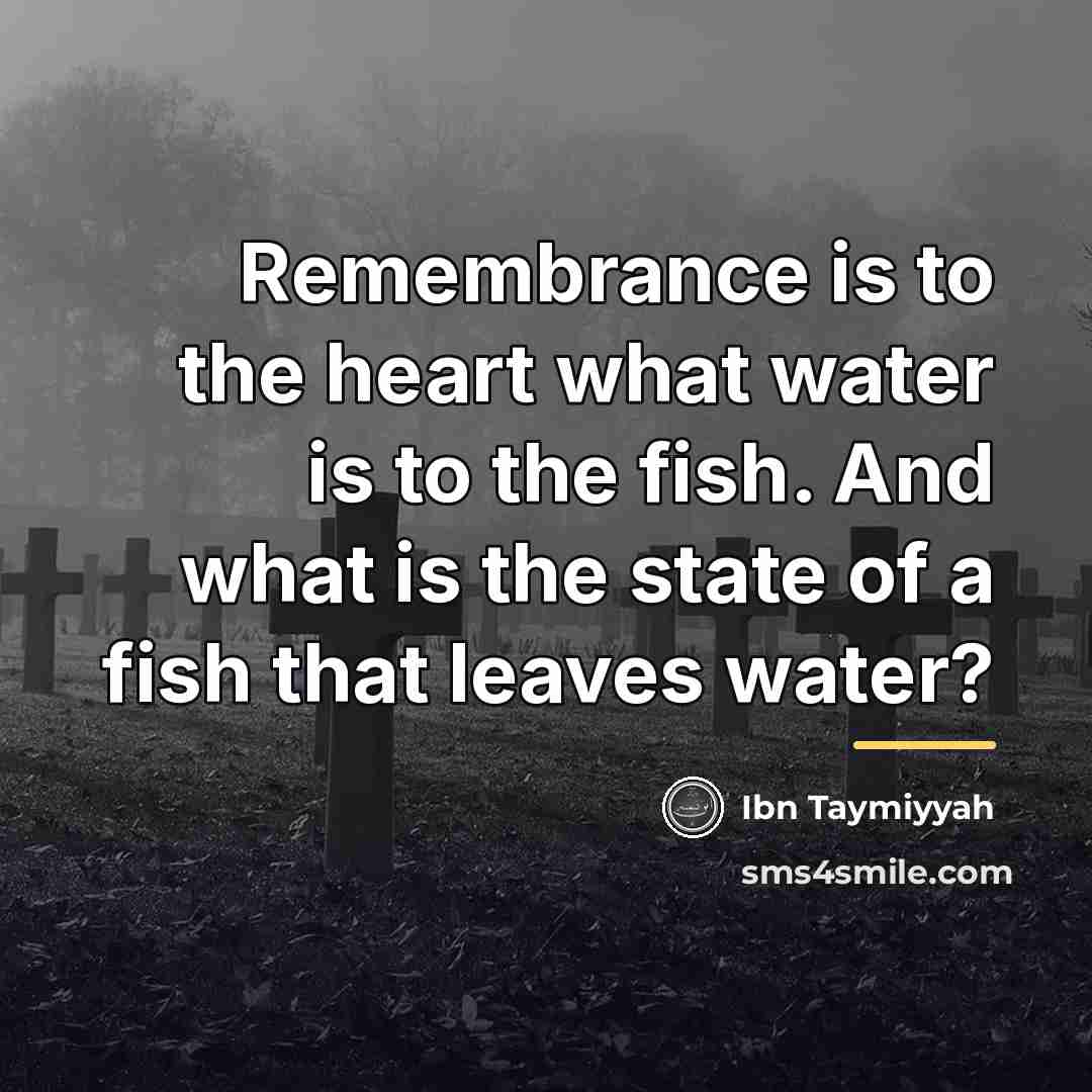 “Remembrance is to the heart what water is to the…” quote by Ibn Taymiyyah