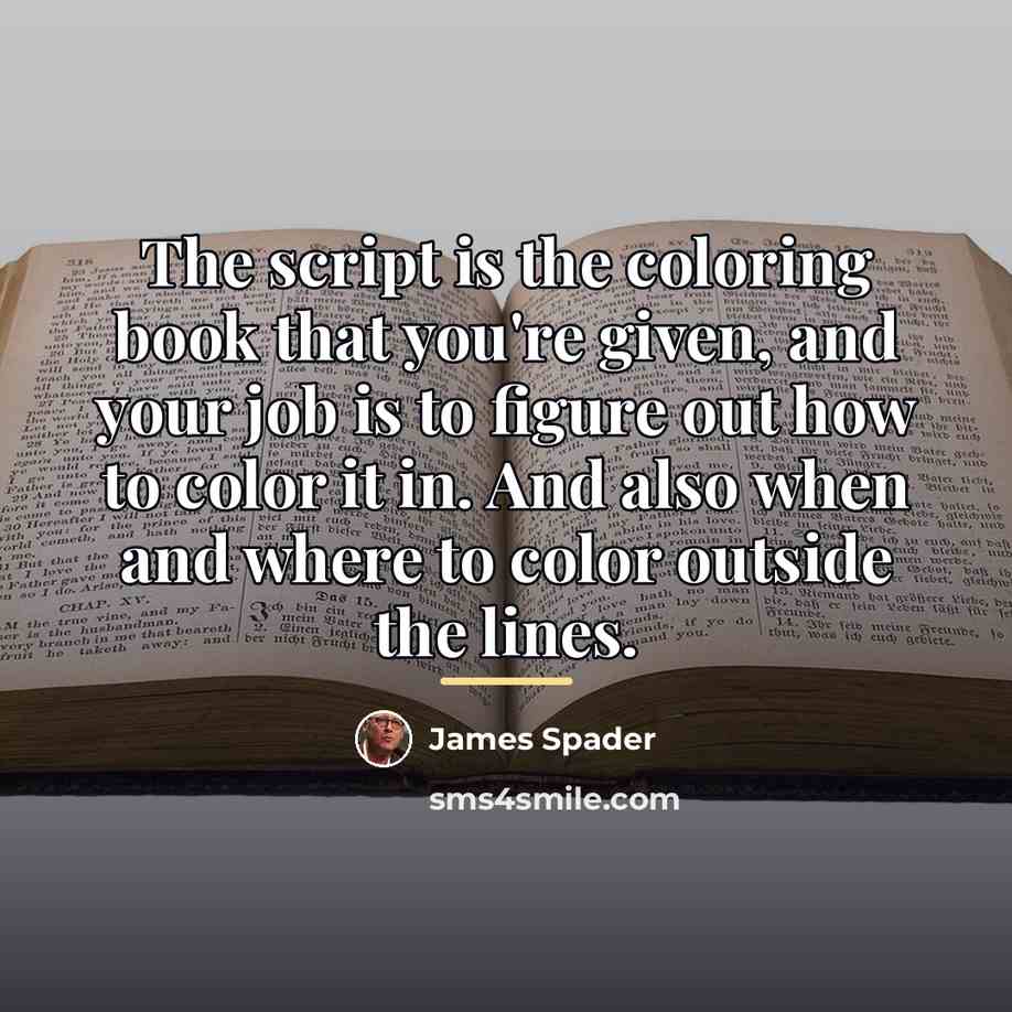 “The script is the coloring book that you're given, and…” quote by James Spader