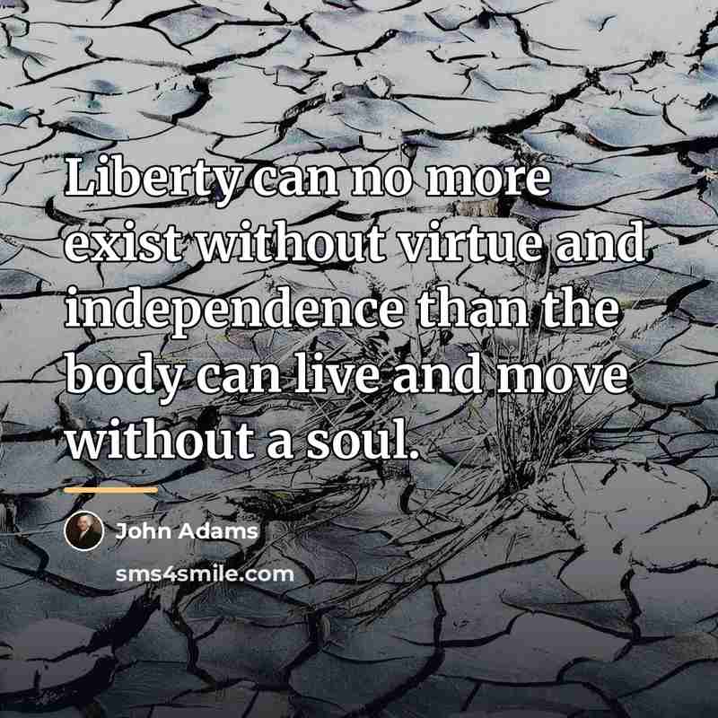 “Liberty can no more exist without virtue and independence than…” quote by John Adams