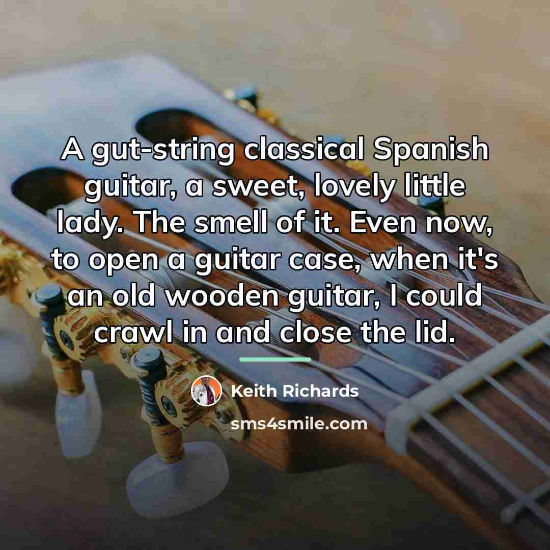 “A gut-string classical Spanish guitar, a sweet, lovely little lady.…” quote by Keith Richards
